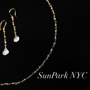 Rainbow Moonstone Choker Necklace and Teardrop Earrings