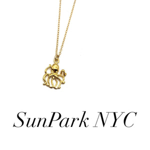 Gold Octopus Charm Necklace