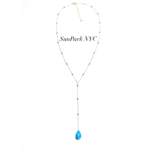 HANDCRAFTED TURQUOISE X GOLD LARIAT NECKLACE